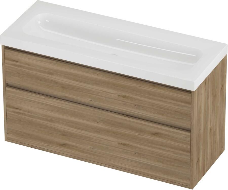 Proline Haga Badmeubelset Polystone Mezza Enkel 120x46x73 cm Glans Wit Cider Oak