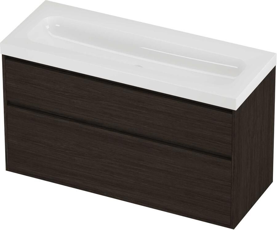 Proline Haga Badmeubelset Polystone Mezza Enkel 120x46x73 cm Glans Wit Mokka Oak