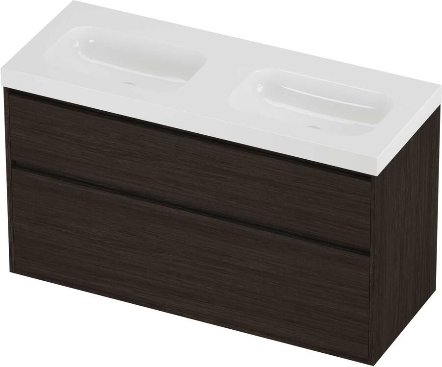 Proline Haga Badmeubelset Polystone Mezza Greeploos 120x46x73 cm Glans Wit Mokka Oak