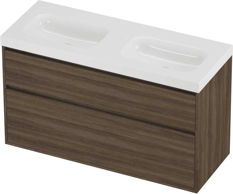 Proline Haga Badmeubelset Polystone Mezza Greeploos 120x46x73 cm Glans Wit Vital Oak