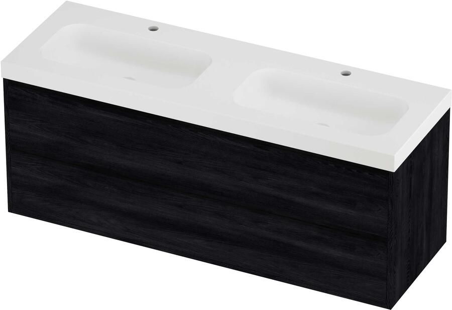 Proline Haga Badmeubelset Polystone Mezza Greeploos 140x46x58 cm Mat White Black Oak