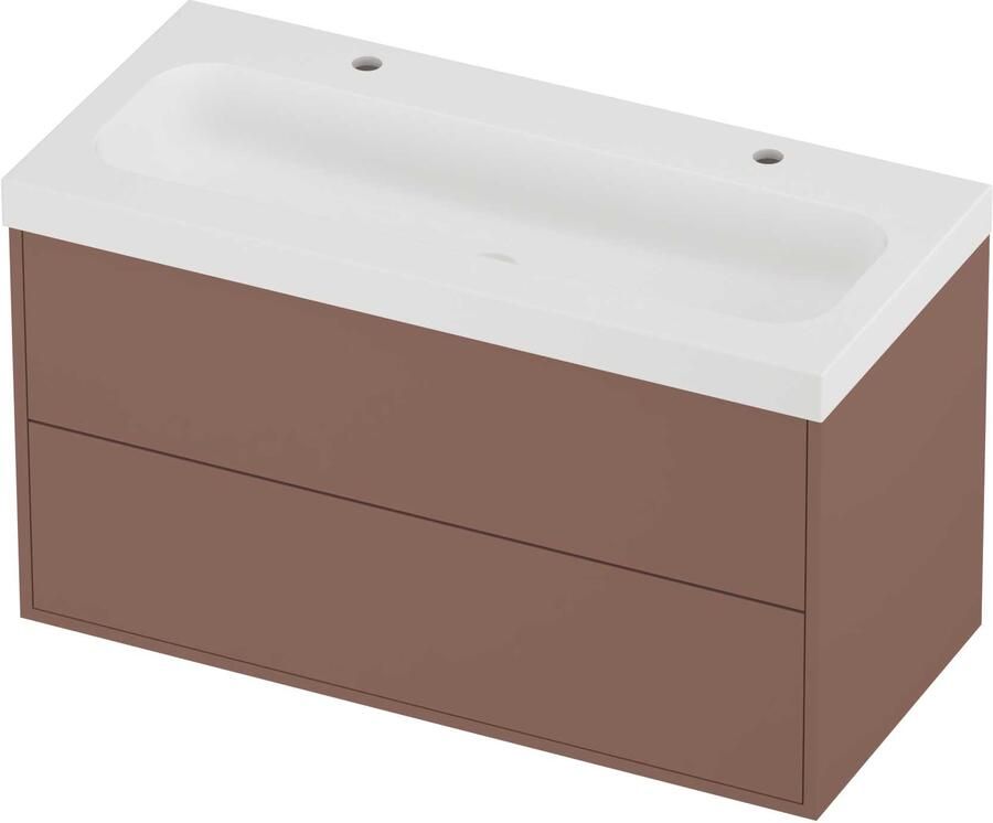 Proline Haga Badmeubelset Polystone Mezza In Kader 100x46x58 cm Mat White Beauty Blush