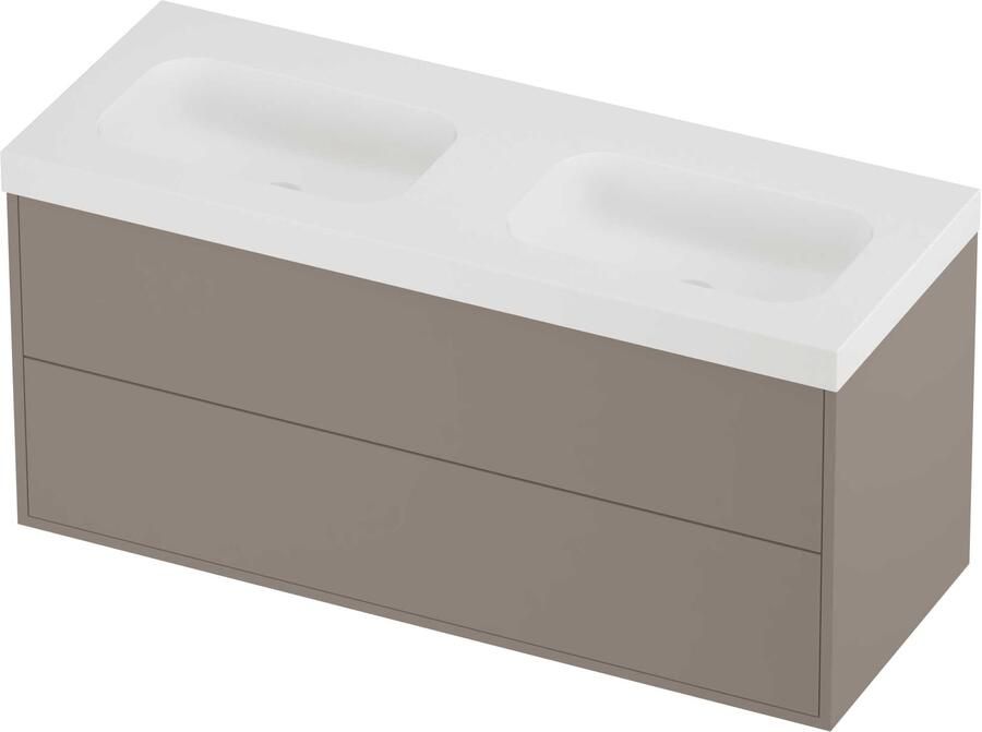 Proline Haga Badmeubelset Polystone Mezza In Kader 120x46x58 cm Mat White Clay Beige