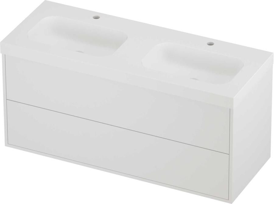 Proline Haga Badmeubelset Polystone Mezza In Kader 120x46x58 cm Mat Wit Mat White