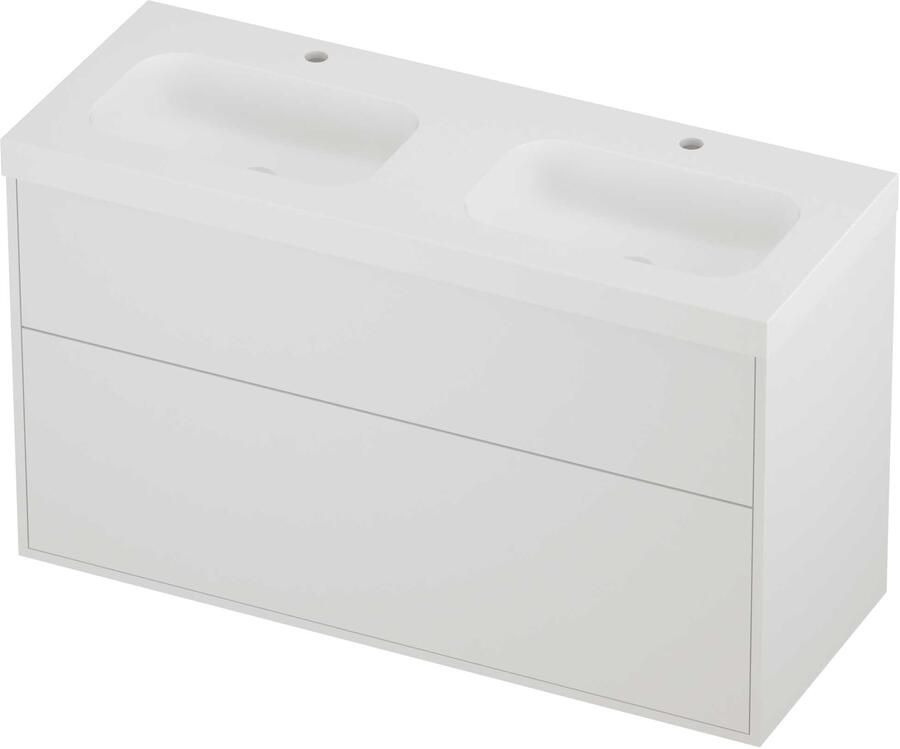 Proline Haga Badmeubelset Polystone Mezza In Kader 120x46x73 cm Mat Wit Mat White