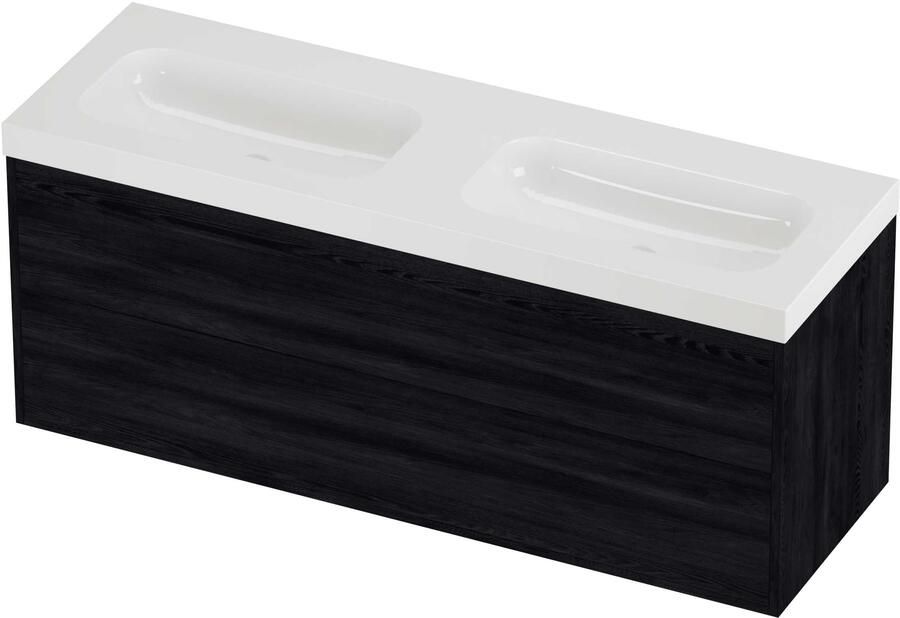 Proline Haga Badmeubelset Polystone Mezza In Kader 140x46x58 cm Glans Wit Black Oak