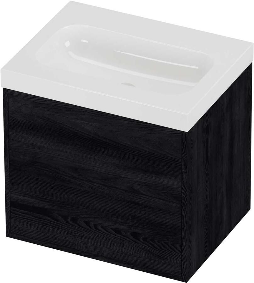 Proline Haga Badmeubelset Polystone Mezza In Kader 60x46x58 cm Glans Wit Black Oak