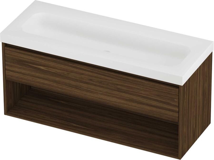 Proline Haga Badmeubelset Polystone Mezza Schap 120x46x58 cm Mat White Cabana Oak