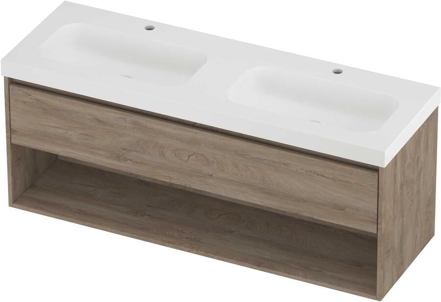 Proline Haga Badmeubelset Polystone Mezza Schap 140x46x58 cm Mat White Raw Oak