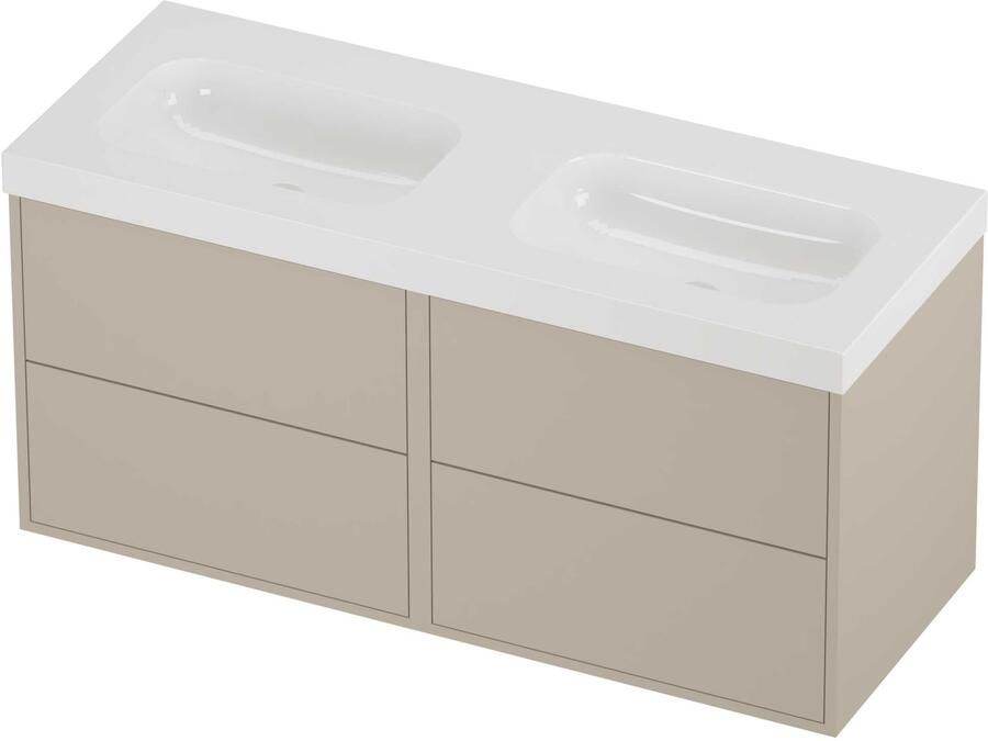 Proline Haga Badmeubelset Polystone Mezza Zonder Gat 120x46x58 cm Glans Wit Soft Linen