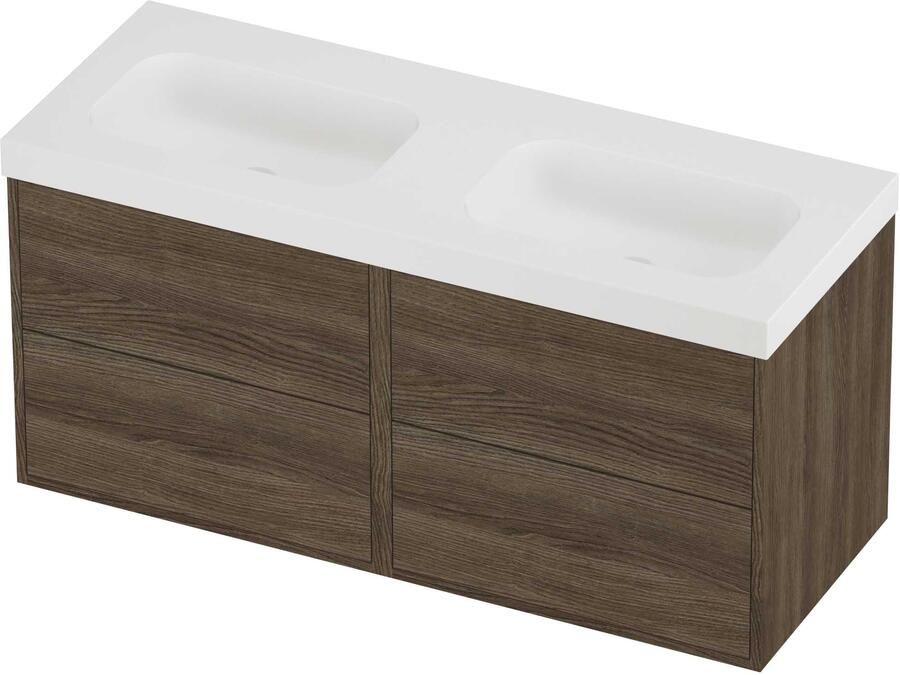 Proline Haga Badmeubelset Polystone Mezza Zonder Gat 120x46x58 cm Mat White Vital Oak