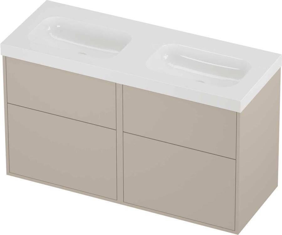 Proline Haga Badmeubelset Polystone Mezza Zonder Gat 120x46x73 cm Glans Wit Soft Linen
