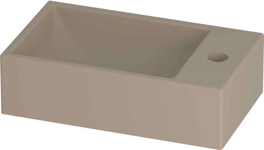 Proline HIT Fontein Porselein Rechthoek 1 Kraangat Rechts 40x23x11 cm Mat Crème Cotton