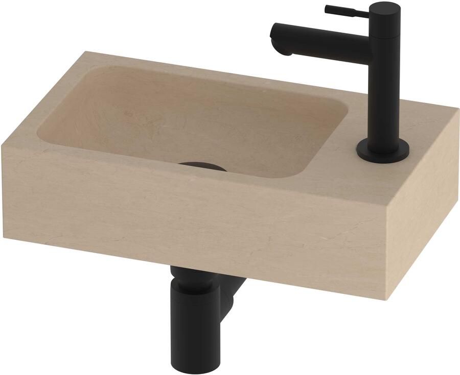 Proline HIT Fonteinset Hardsteen Kraangat Links 40x23x10 cm Sand Stone Mat Zwart