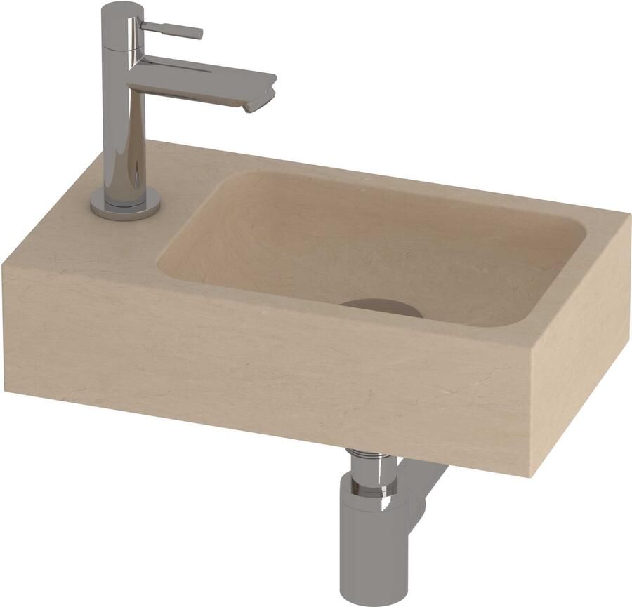 Proline HIT Fonteinset Hardsteen Kraangat Rechts 40x23x10 cm Sand Stone Chroom