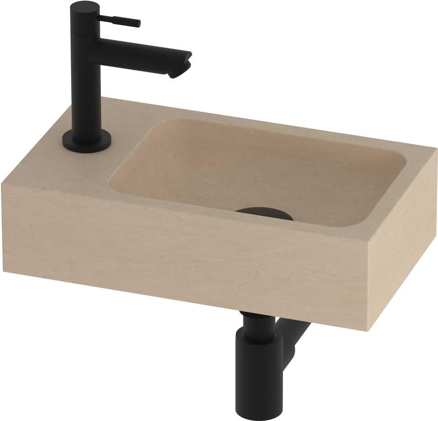 Proline HIT Fonteinset Hardsteen Kraangat Rechts 40x23x10 cm Sand Stone Mat Zwart