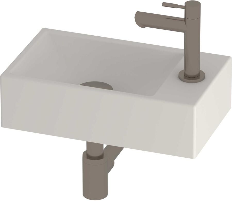 Proline HIT Fonteinset Porselein 40x23x11 cm 1805403 Mat Crème Cotton Geborsteld Nikkel