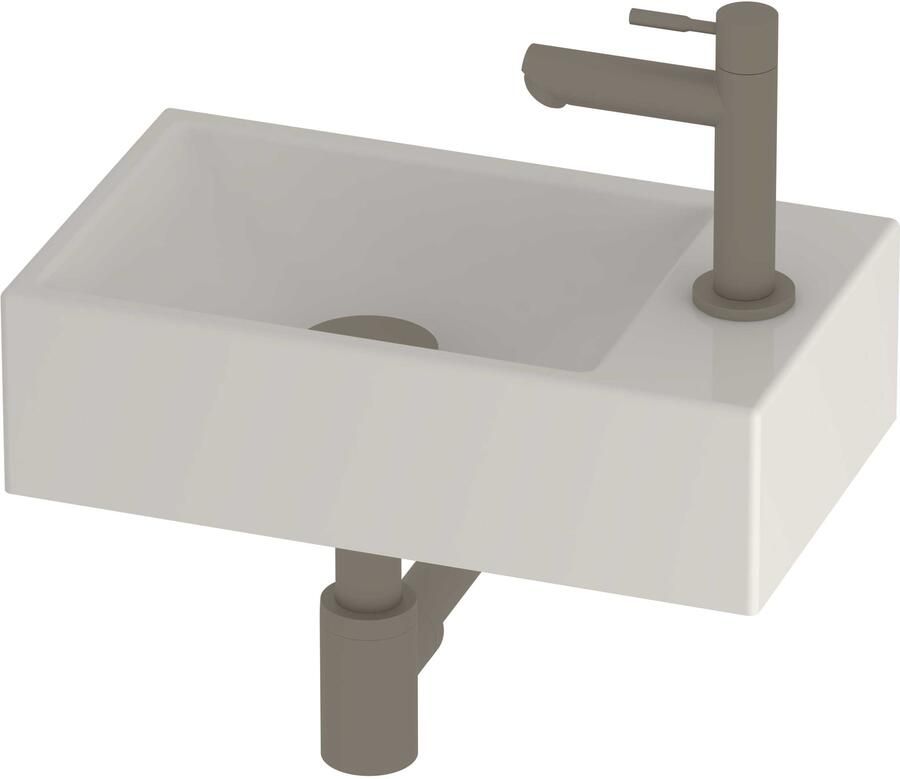 Proline HIT Fonteinset Porselein Kraangat Rechts 40x23x10 cm Glans Wit Geborsteld Nikkel