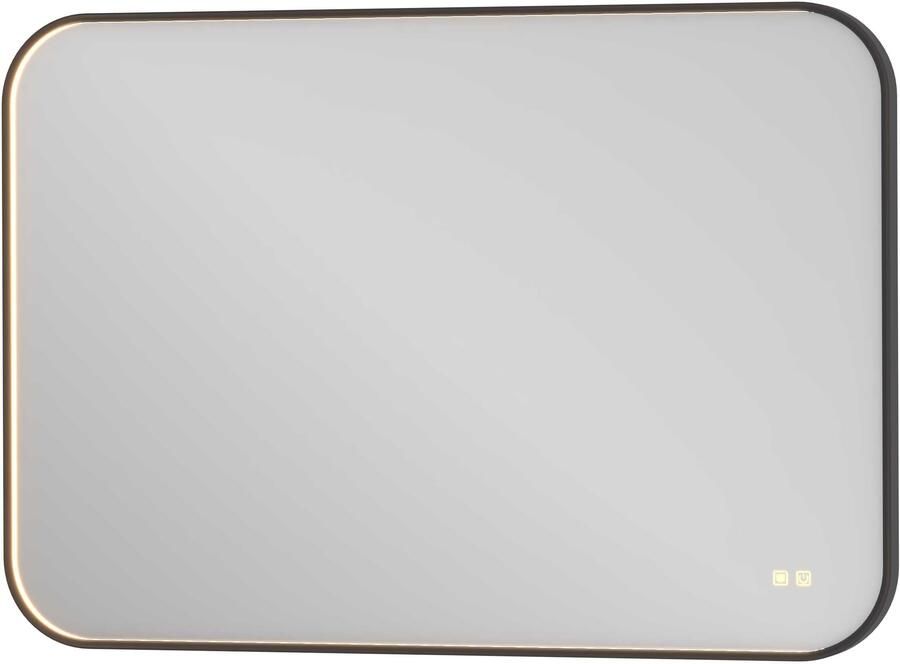 Proline Lorenzo Spiegel Rond LED Kader 100x4x70 cm Mat Zwart