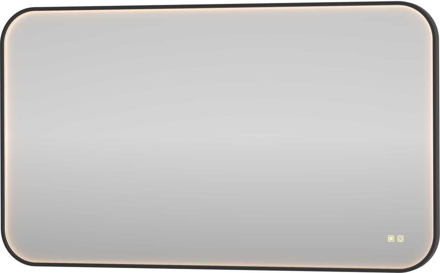Proline Lorenzo Spiegel Rond LED Kader 120x4x70 cm Mat Zwart