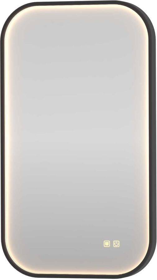 Proline Lorenzo Spiegel Rond LED Kader 40x4x70 cm Mat Zwart