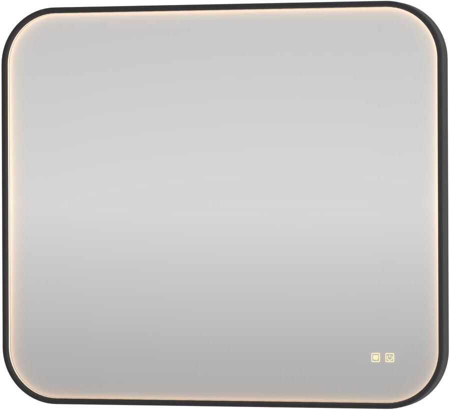 Proline Lorenzo Spiegel Rond LED Kader 80x4x70 cm Mat Zwart