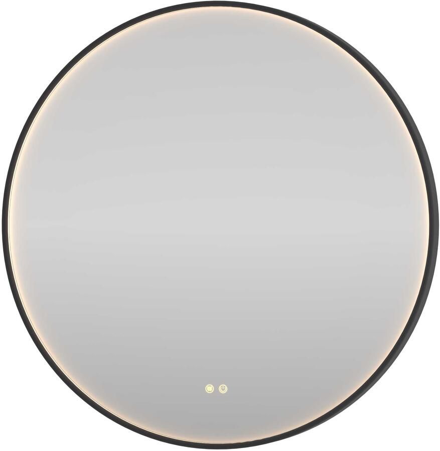 Proline Orbis Spiegel Rond LED Kader 80x4x80 cm Mat Zwart