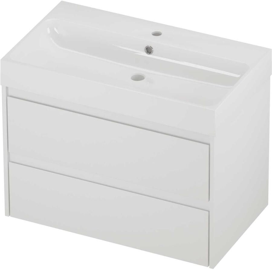 Proline Podium Badmeubelset Polystone Loft 1 Kraangat 80x46x62 cm Glans Wit Mat Wit