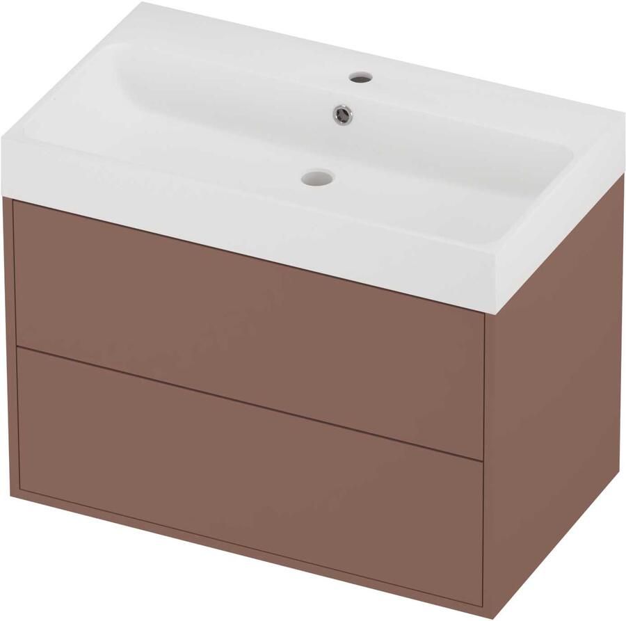 Proline Podium Badmeubelset Polystone Loft 1 Kraangat 80x46x62 cm Mat White Beauty Blush