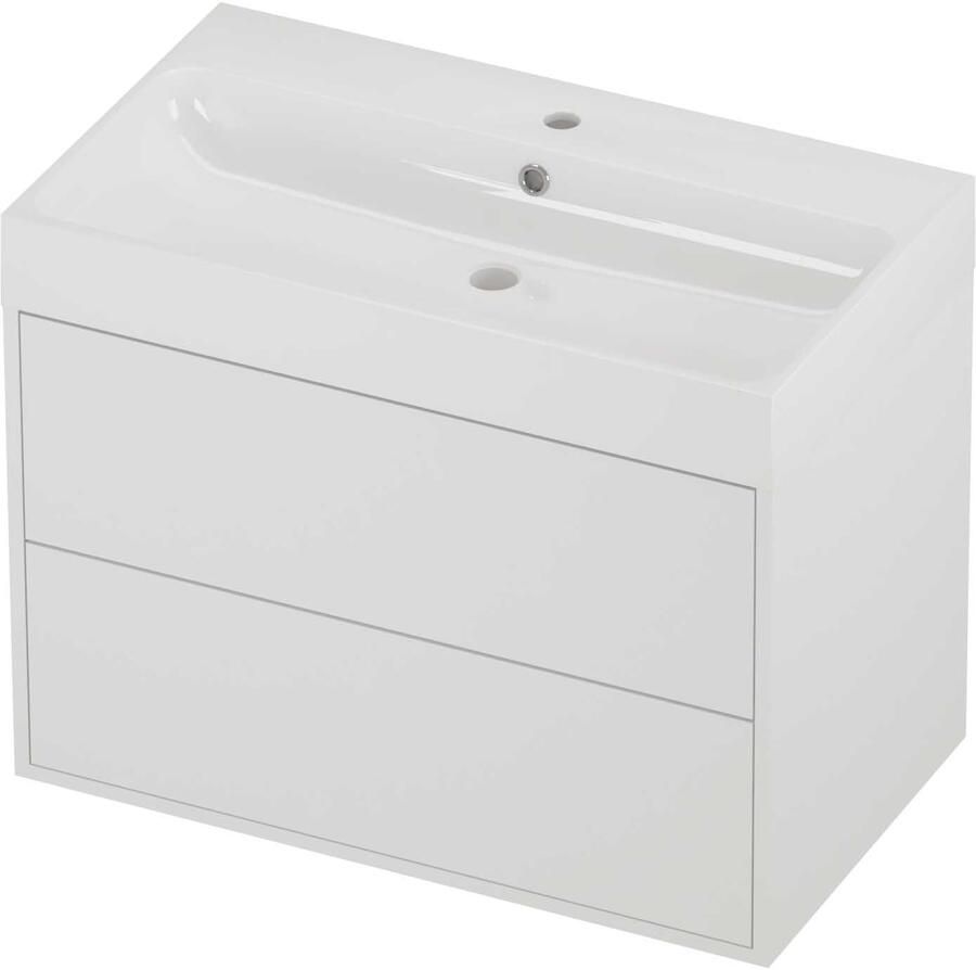 Proline Podium Badmeubelset Polystone Loft 1 Kraangat Voor Grepen 80x46x62 cm Glans Wit Mat White