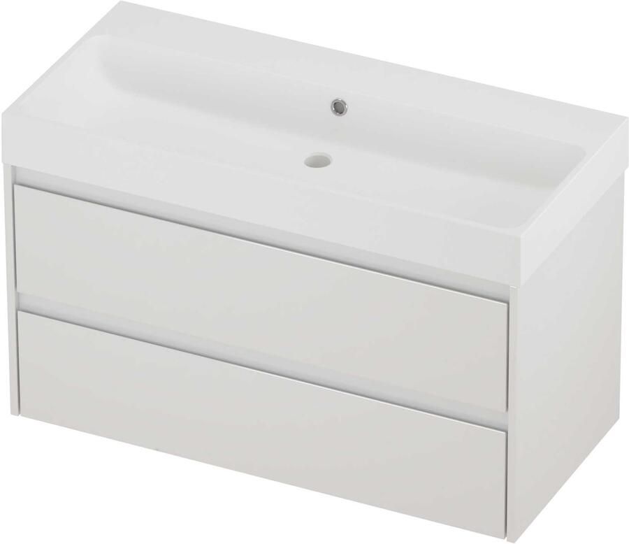 Proline Podium Badmeubelset Polystone Loft 100x46x62 cm Mat White Glans Wit