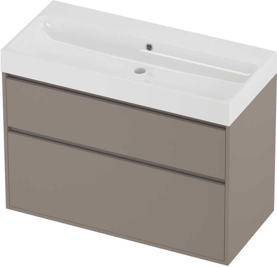 Proline Podium Badmeubelset Polystone Loft 100x46x75 cm Glans Wit Clay Beige