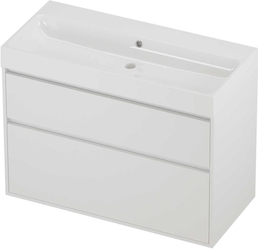 Proline Podium Badmeubelset Polystone Loft 100x46x75 cm Glans Wit Mat White