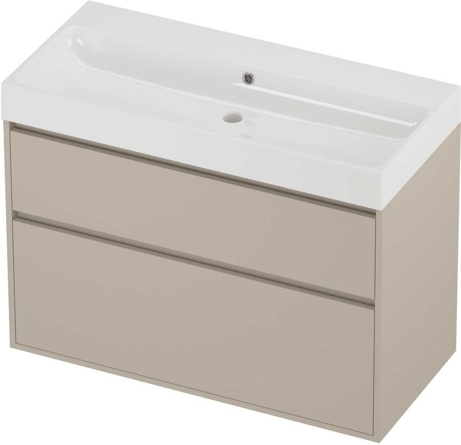 Proline Podium Badmeubelset Polystone Loft 100x46x75 cm Glans Wit Soft Linen