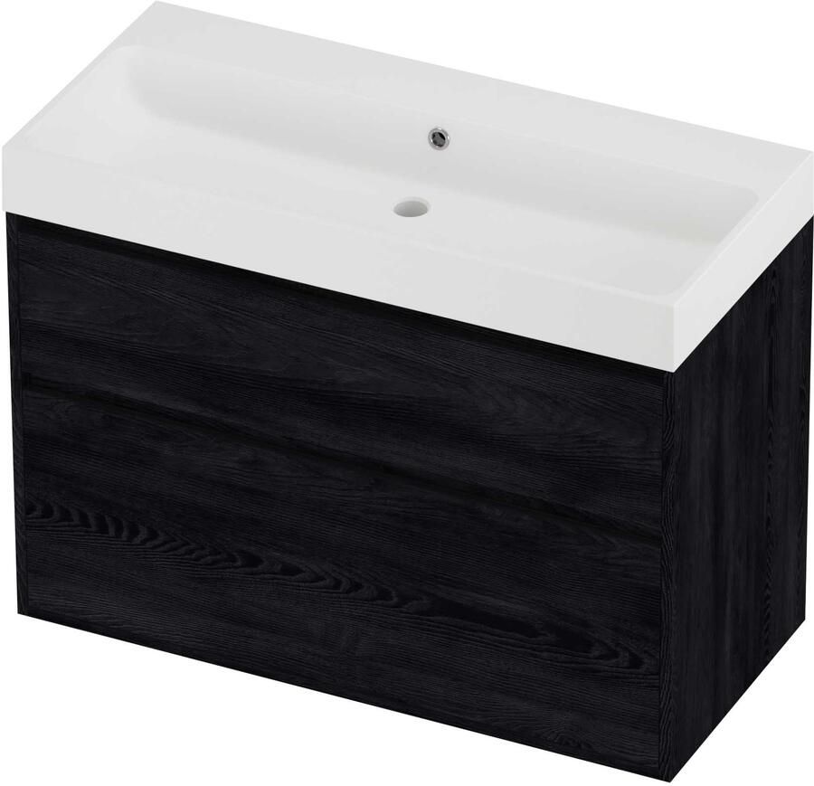 Proline Podium Badmeubelset Polystone Loft 100x46x75 cm Mat White Black Oak