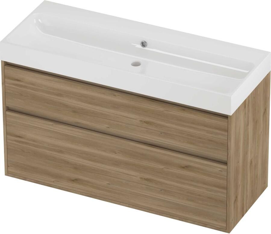 Proline Podium Badmeubelset Polystone Loft 120x46x75 cm Glans Wit Cider Oak
