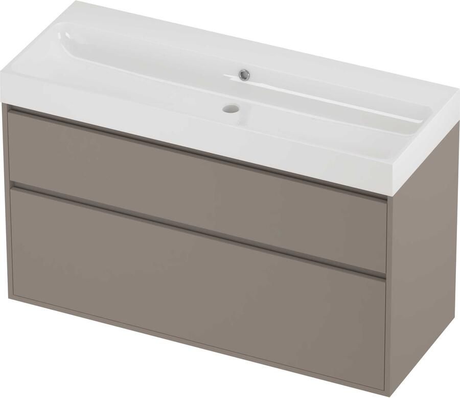 Proline Podium Badmeubelset Polystone Loft 120x46x75 cm Glans Wit Clay Beige