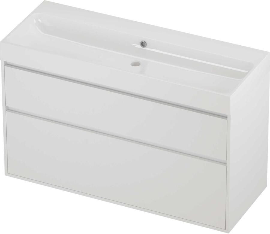 Proline Podium Badmeubelset Polystone Loft 120x46x75 cm Glans Wit Mat White