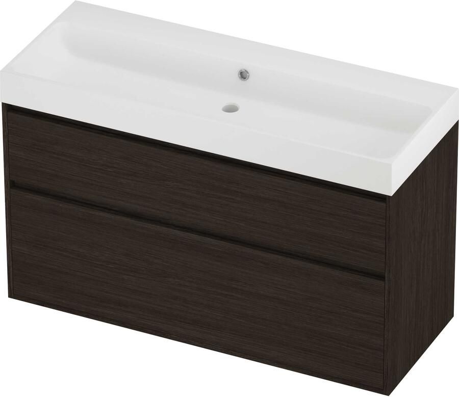 Proline Podium Badmeubelset Polystone Loft 120x46x75 cm Mat White Mokka Oak