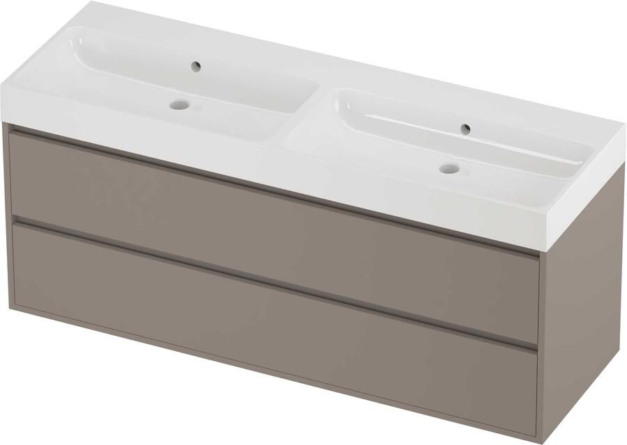 Proline Podium Badmeubelset Polystone Loft 140x46x62 cm Glans Wit Clay Beige