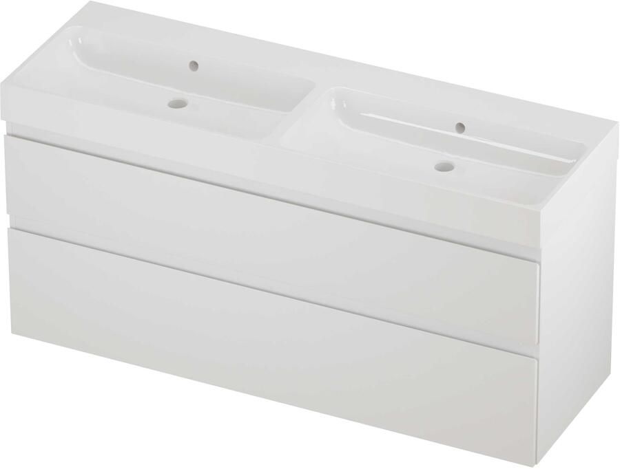 Proline Podium Badmeubelset Polystone Loft 140x46x70 cm Glans Wit Mat Wit