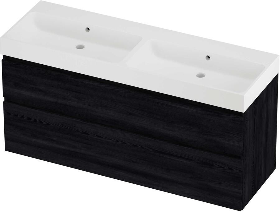 Proline Podium Badmeubelset Polystone Loft 140x46x70 cm Mat White Black Oak