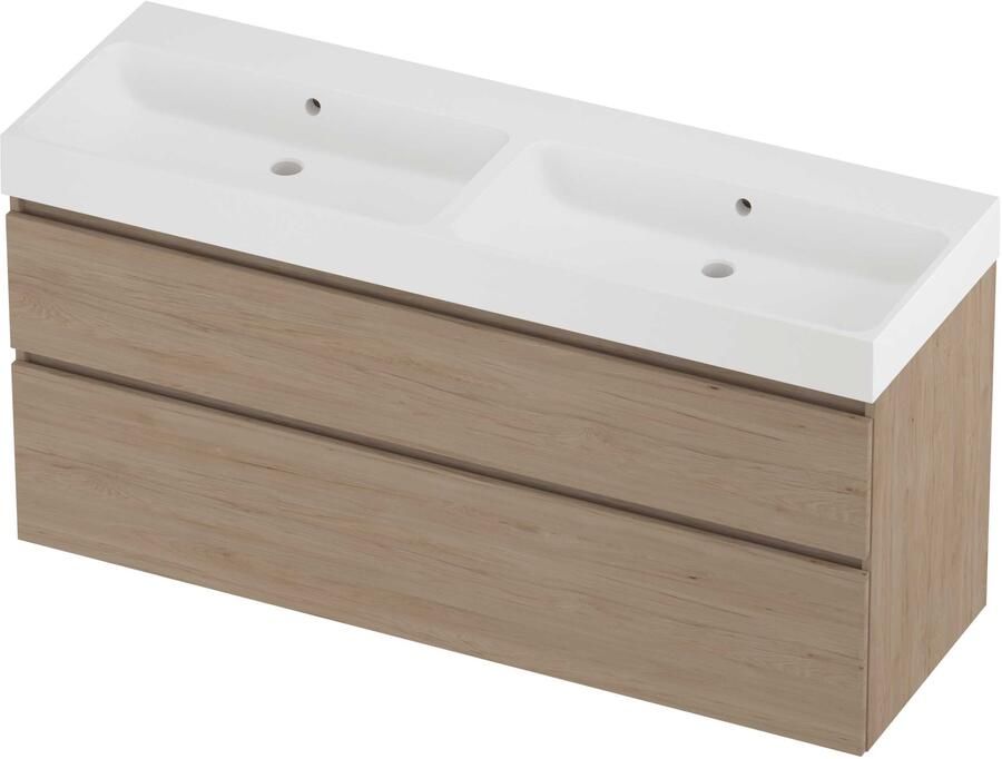 Proline Podium Badmeubelset Polystone Loft 140x46x70 cm Mat White Ideal Oak
