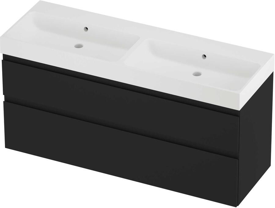 Proline Podium Badmeubelset Polystone Loft 140x46x70 cm Mat White Mat Zwart