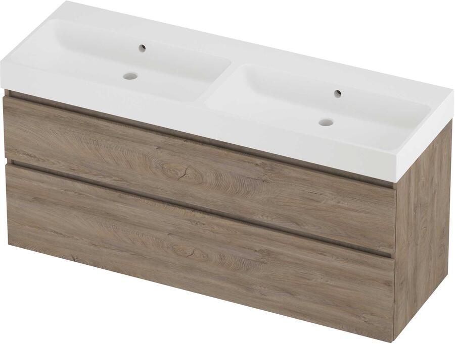 Proline Podium Badmeubelset Polystone Loft 140x46x70 cm Mat White Raw Oak