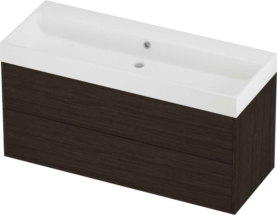 Proline Podium Badmeubelset Polystone Loft 2 Laden 120x46x62 cm Mat White Mokka Oak
