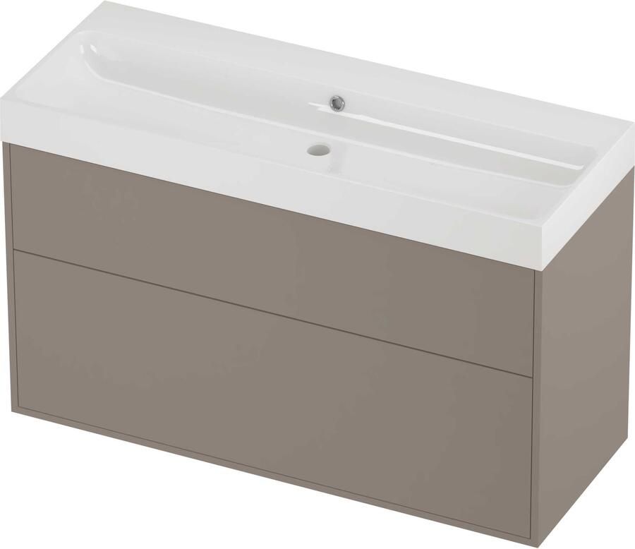 Proline Podium Badmeubelset Polystone Loft 2 Laden 120x46x75 cm Glans Wit Clay Beige