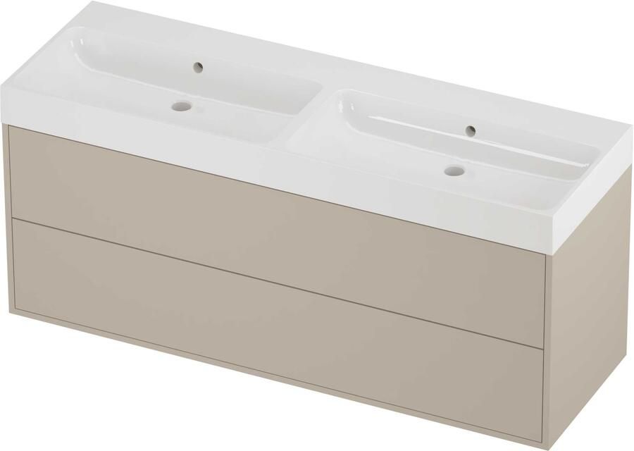 Proline Podium Badmeubelset Polystone Loft Dubbel 140x46x62 cm Glans Wit Soft Linen
