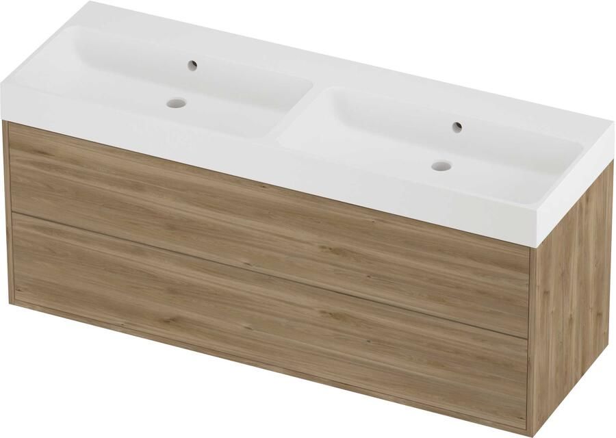Proline Podium Badmeubelset Polystone Loft Dubbel 140x46x62 cm Mat White Cider Oak