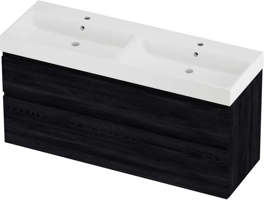 Proline Podium Badmeubelset Polystone Loft Dubbel 140x46x70 cm Mat White Black Oak